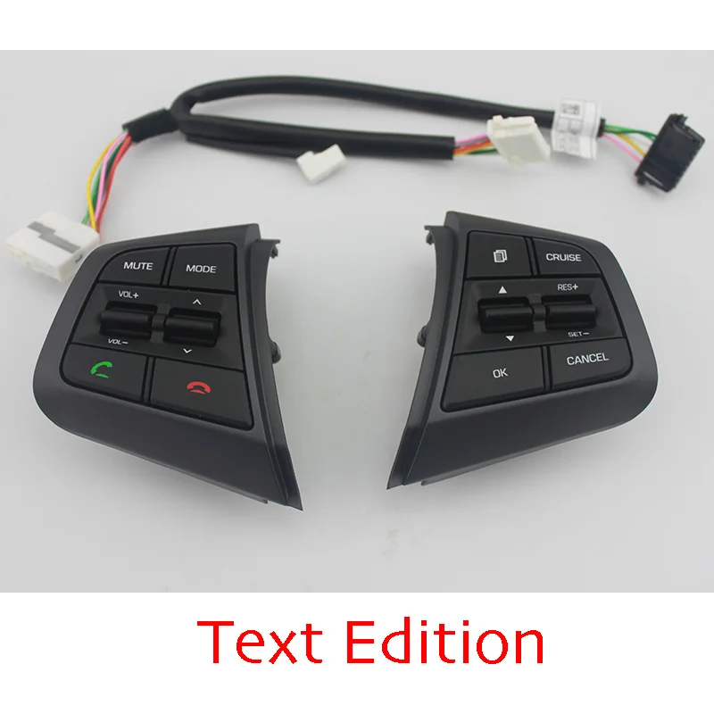 Кнопки рулевого колеса для hyundai ix25(creta) 2.0L круиз управление кнопки Bluetooth телефон нагревательный разъем провода - Цвет: text edition