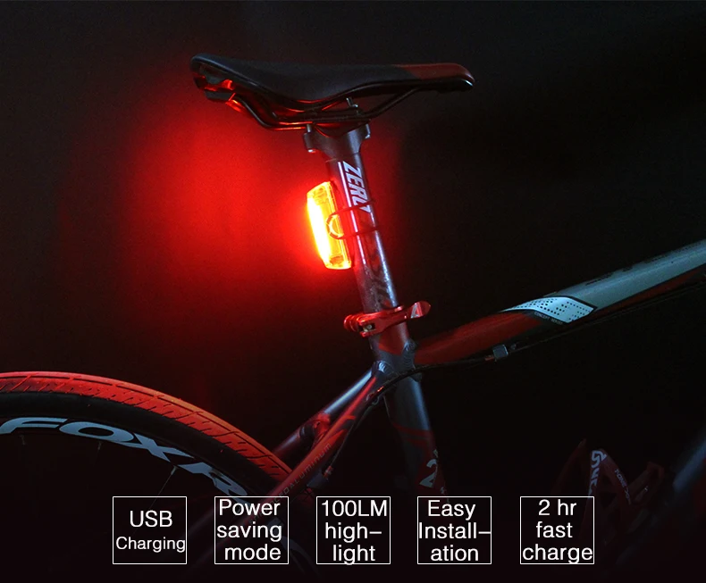 Perfect MEROCA Bike Bicycle Lamp100 LM Rechargeable LED USB COB Mountain Bike Tail Light Taillight MTB Safety Warning Bicycle Rear Light 9