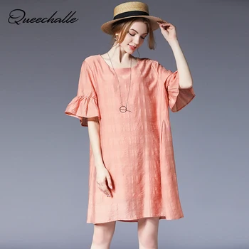 

Queechalle 2020 Summer dress Women's butterfly sleeve casual a-line dress loose XL XXL XXXL 4XL Plus size vestidos robe femme