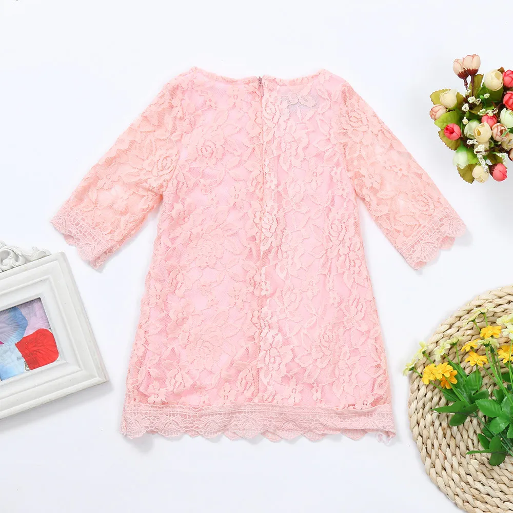 Платье для девочек в деревенском стиле кружевная одежда с длинными рукавами и