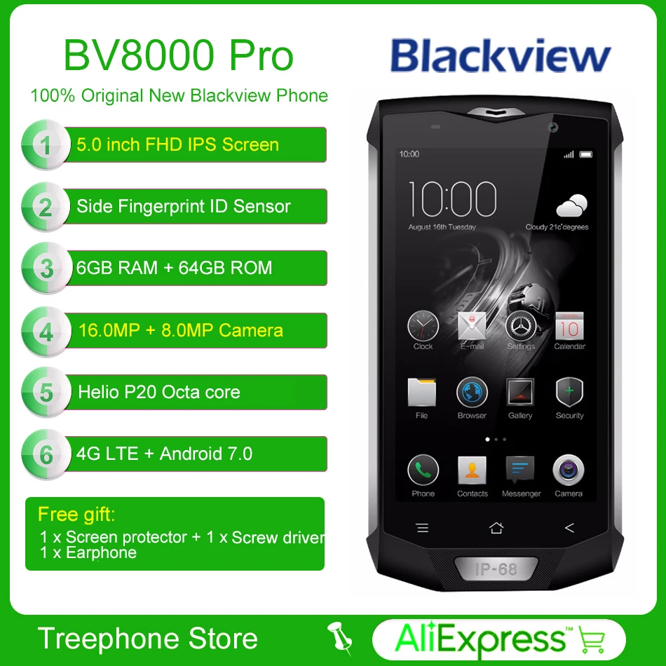 Blackview BV8000 Pro мобильный телефон с защитой от влаги IP68 5 0 &quotFHD MT6757V Octa Core Android 7 сотовый