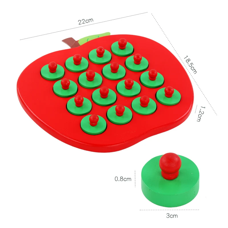 Детская Деревянная шахматная игра с памятью красное яблоко, игра с ранней памятью, шахматы с мультяшными животными, фрукты, цифровые формы, справочная карта