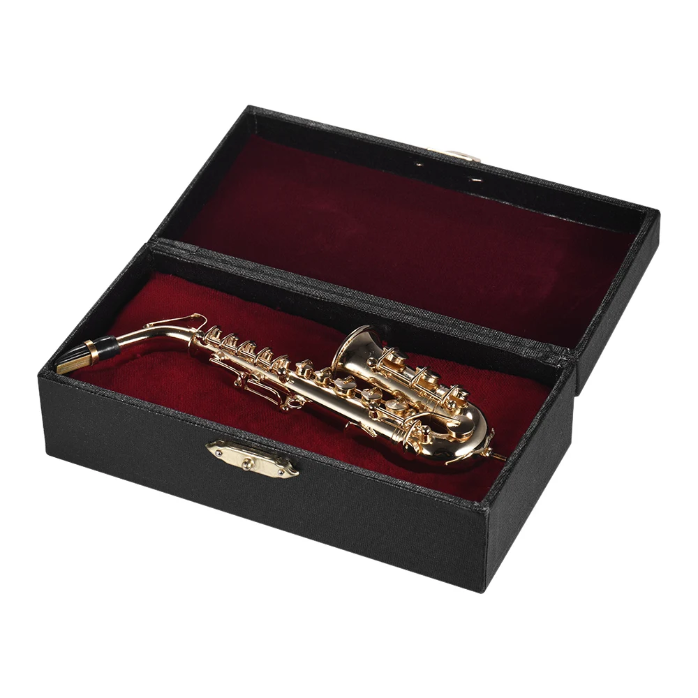 Мини Alto, саксофон, латунь Sax модель Изысканная настольная музыкальная рамка приборной панели украшения с коробкой 10 см/14 см для опционально