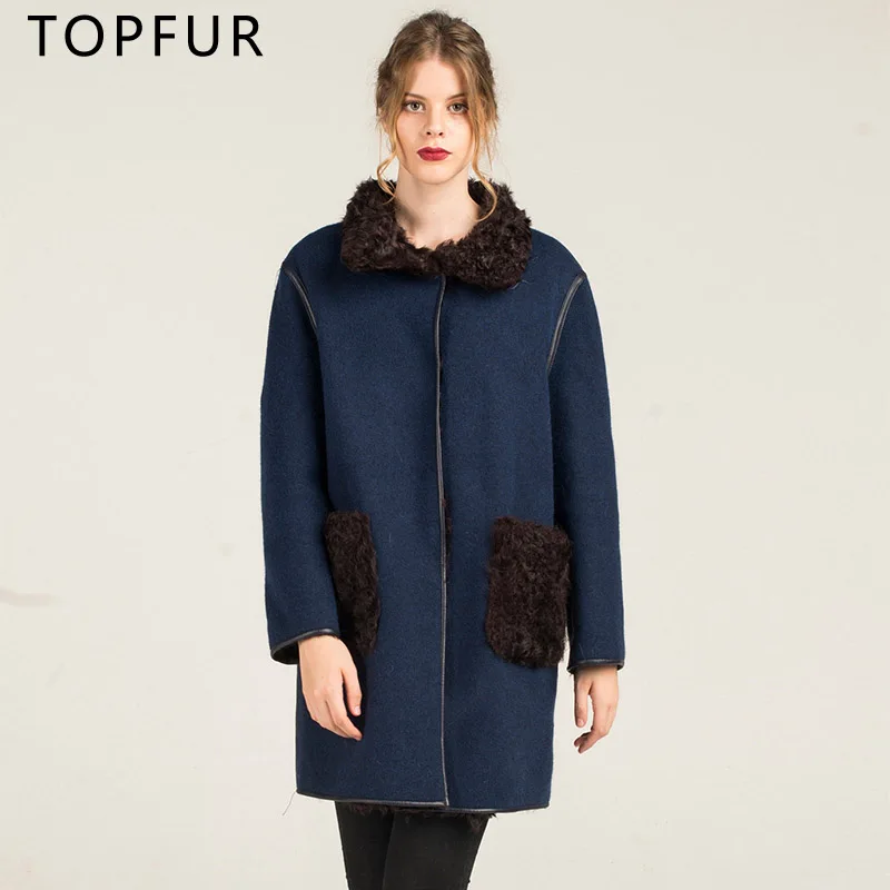 TOPFUR Новый женский природный натуральный мех куртка Роскошная натуральная шерсть