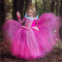 Fille Robe 2016 Mode Sleeping Beauty Aurora Princesse Pleine Manches pour Enfants Filles Partie Robe Halloween Filles Cosplay Costume