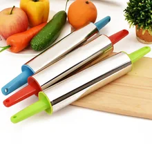 Мука стержень Главная кухонный инструмент для выпечки пресс пластиковые ручки ролик Вертлюги Из Нержавеющей Стали цвет случайный