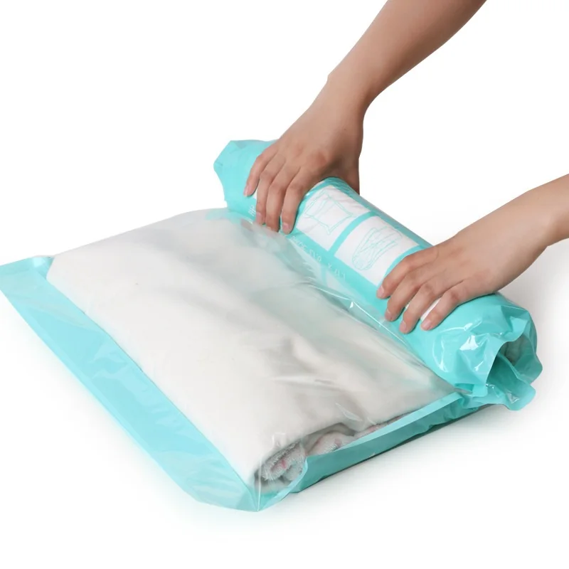 Hand Rolling Compression Vacuum Storage Bags for Clothes Plastic Vacuum Packing Sacks Travel Space Saver Bags for Luggage 2pcs