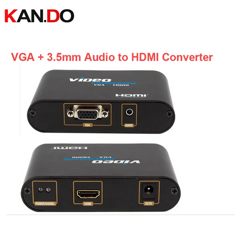 350 стерео аудио в VGA в HDMI выход конвертер Подключение ПК к HDTV, VGA+ 3,5 мм аудио преобразователь видеосигнала HDMI видео адаптер