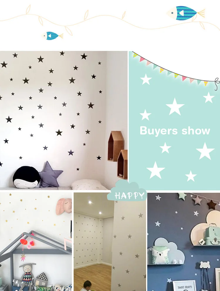 Пользовательские цветные звезды наклейки на стену DIY Детская комната Спальня Домашнее Украшение съемное панно из винила обои для детской комнаты