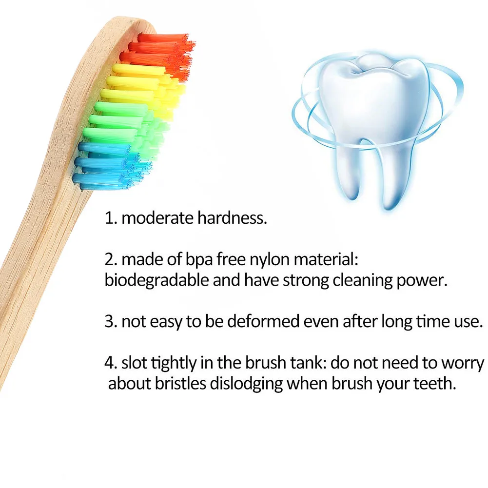 Y & W & F 10 шт. Радуга деревянные бамбуковые зубные щетки красочные Кисти бамбуковые зубные щетки Уход за полостью рта мягкой щетиной эко-