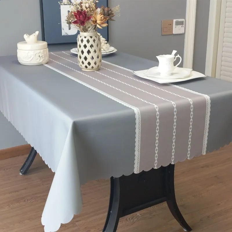 Высококачественная полиэфирная водонепроницаемая маслостойкая Скатерть для обеденного стола, Современная однотонная Прямоугольная Скатерть для свадьбы, вечерние, для дома - Цвет: Light Grey