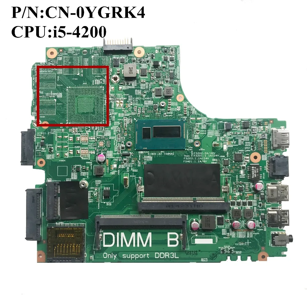 SZWXZY отлично подходит для материнской платы ноутбука DELL 3437 5437 с SR170 I5-4200 CPU CN-0YGRK4 0YGRK4