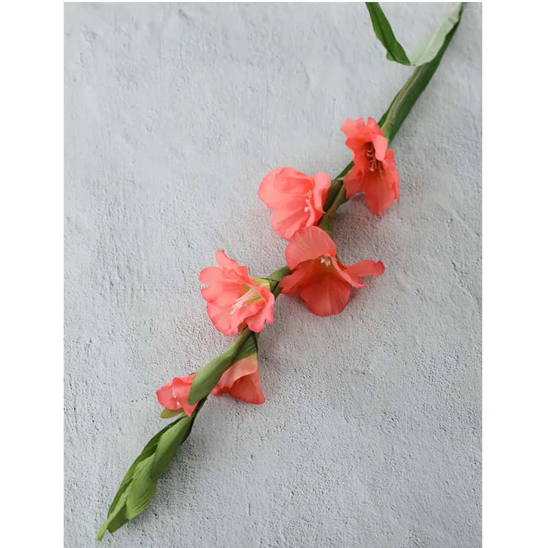 6 головок гладиолус Орхидея Шелковый искусственный цветок, бонсай цветок растение для дома свадебное украшение дома сделай сам Аэробные горшки - Цвет: Темно-розовый