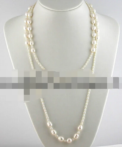 

FREE SHIPPING>>>@@ > N2578 50" 11mm white baroque rice freshwater pearl necklace