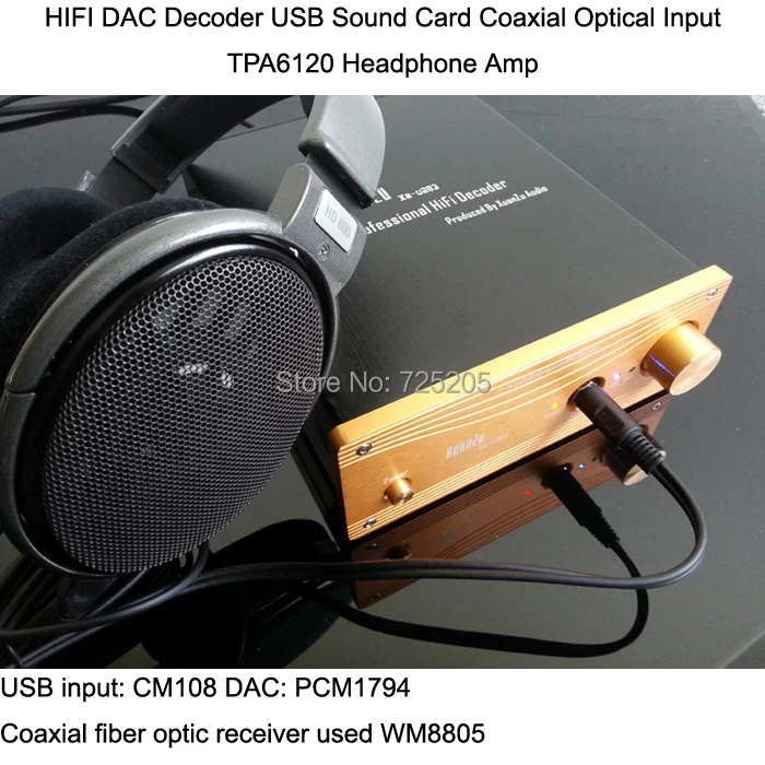  DAC Decoder Professional PCM1794 USB Sound Card Coaxial Optical Input TPA6120 Headphone Amplifier P