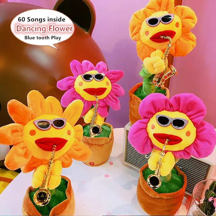 Novelty Stress Relieve Singing &amp Dancing Enchanting Sun Flower Saxophone Bluetooth Music 60 songs Trembling Luminescence Toy | Игрушки и