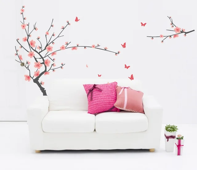Special Price pastel pink cherry flower tree wall stickers decals women home salon bedroom dining room decor spring plum blossom wall papers Special Price pastel pink cherry flower tree wall stickers decals women home salon bedroom dining room decor spring plum blossom wall papers