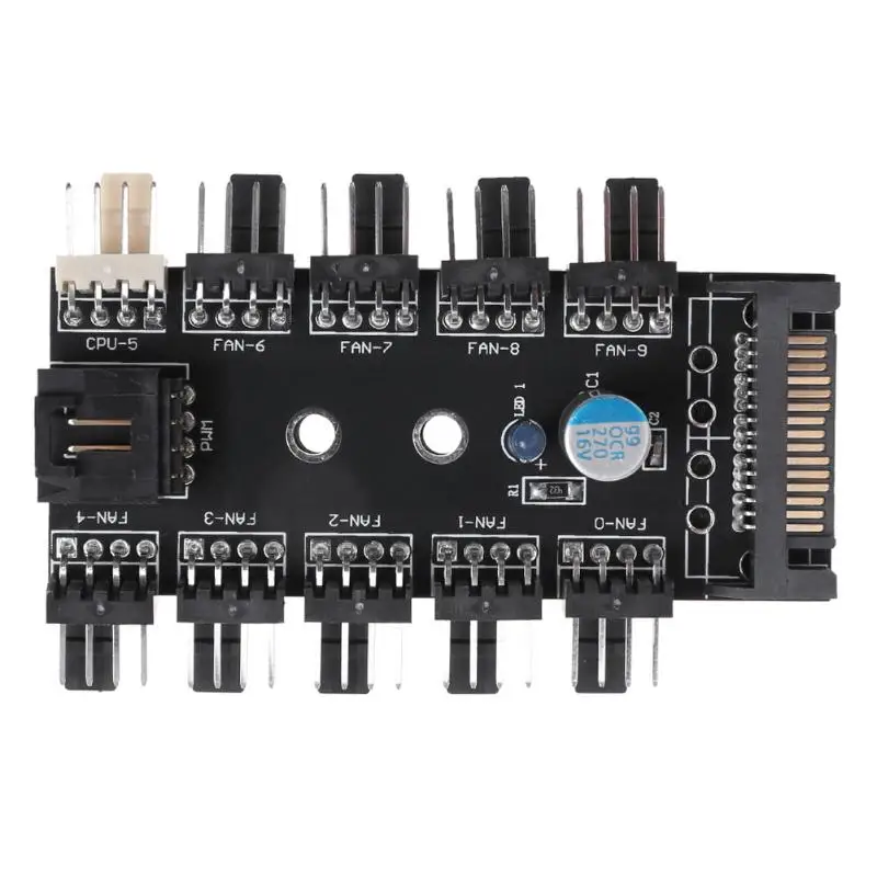 Новый SATA порт для 10 способов 12 В 3/4 Pin ЦП кулер охлаждения разветвитель
