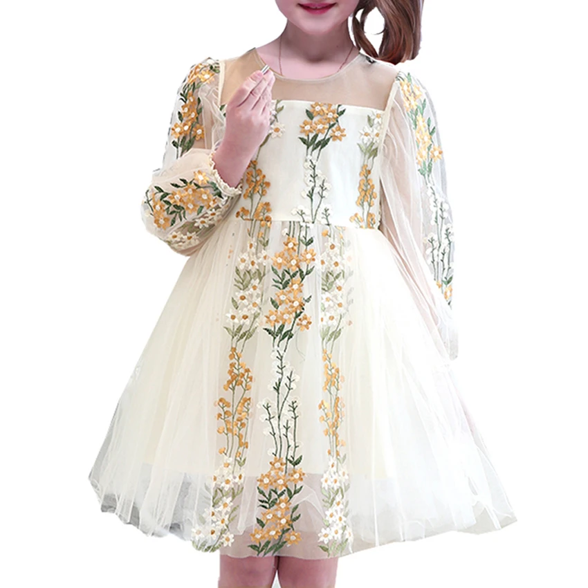 

Girls Dress Baby Kids Summer Princess Dress 2018 New Arrival Cute Embroidery Ball Gown Floral Dress Children Clothes 6 8 10 Year