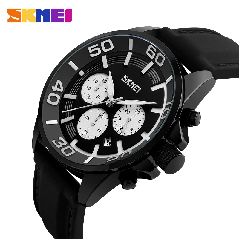 

SKMEI Men Fashion Quartz Watches Multi-dial Sports Chronograph Luxury Watch Military 30M Waterproof Clock Hombre Relojes 9154