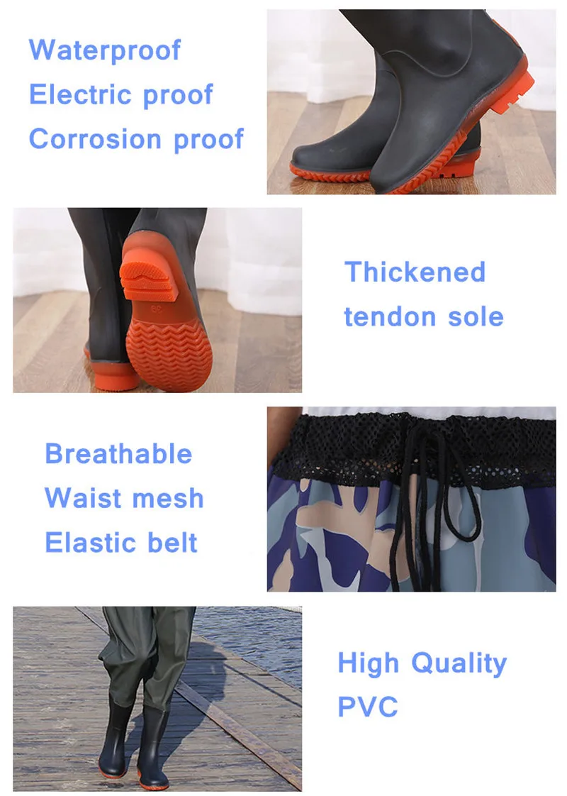 Roupas de Pesca Pant à Prova Calças de Pesca Alta-salto Camuflagem Tático Ropa Dwaterproof Água 0.7mm Pvc Respirável Cintura Malha Tendão Único 11 Roupas de pesca
