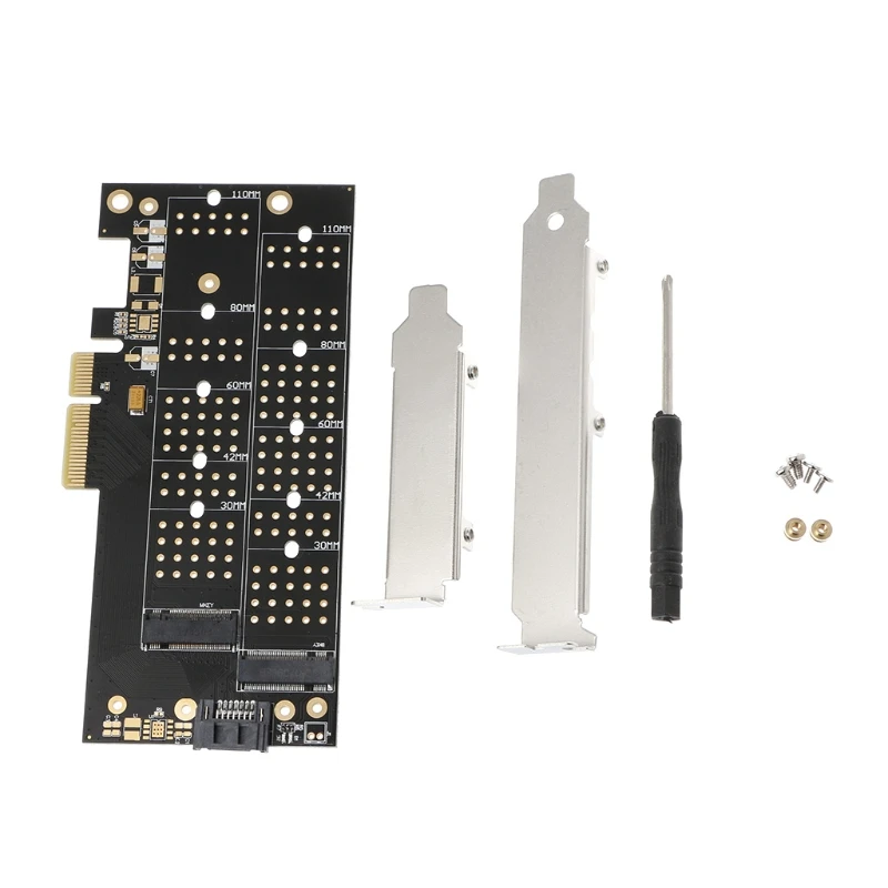 

Dual Port Desktop NGFF M.2 B + M Key SSD to PCI Express PCI-E 4X Adapter Card