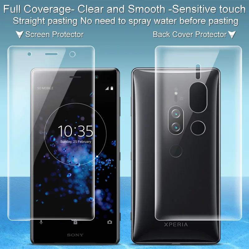 2PCS Full coverage for Sony Xperia XZ2 Premium Screen protector and Back cover Imak Hydrogel Film | Мобильные телефоны и