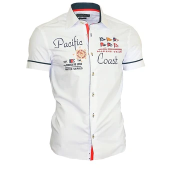 

ZOGAA 2019 New Men's Shirts Short Sleeved Mens Shirts Casual Slim Fit Letter Printing Cotton Turn-down Collar Dress Shirt