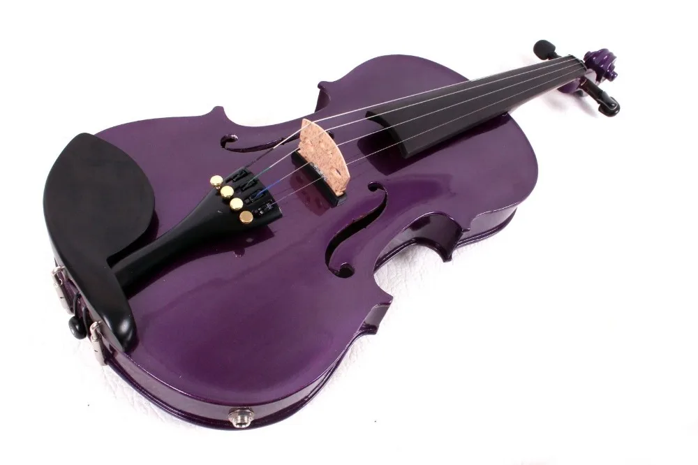 Фиолетовый Электрический/акустическая скрипка, бесплатно чехол с бантом, Кленовая задняя часть, Еловая верхняя часть