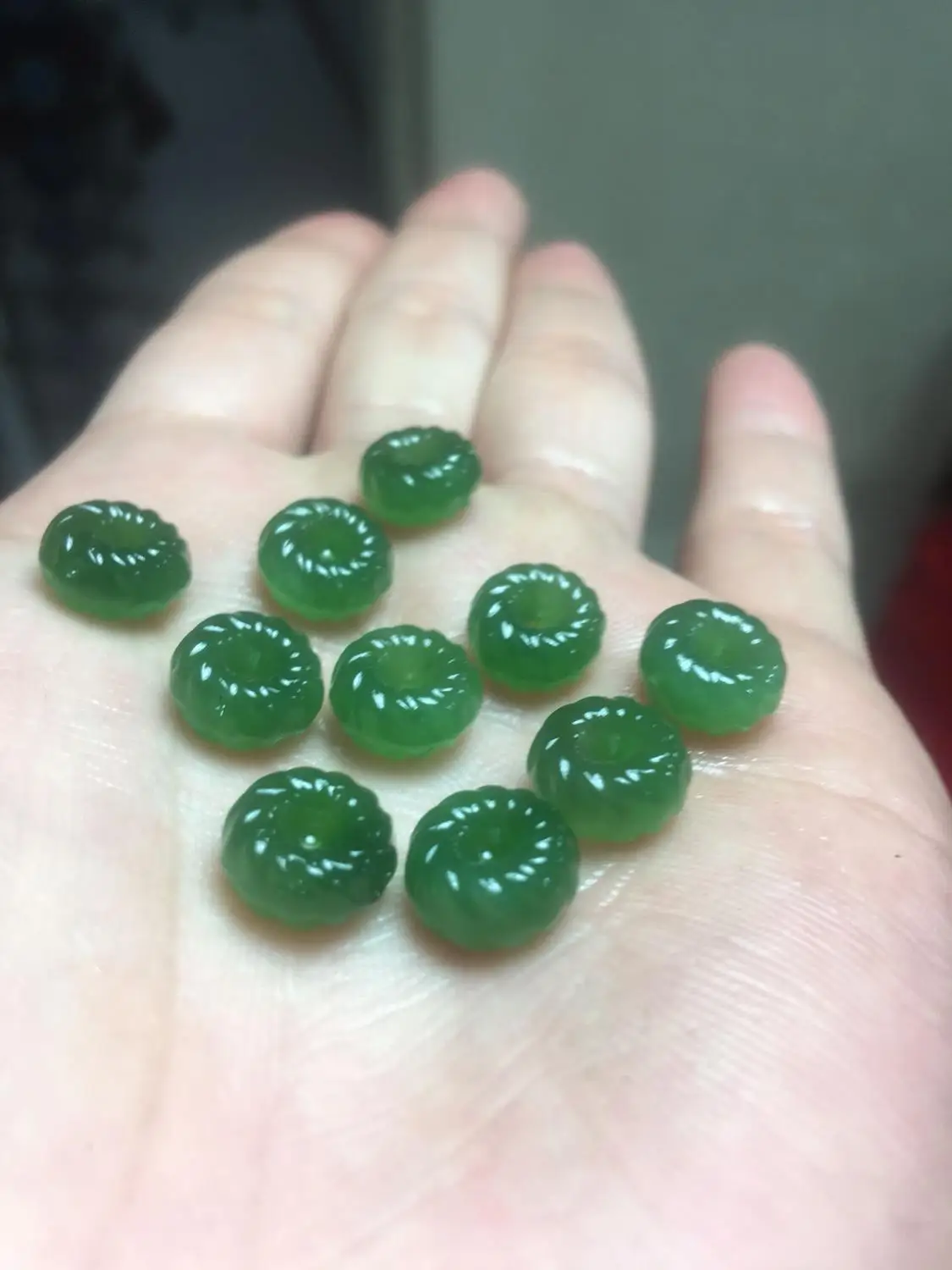 

Natural WADA jasper Small Hemp Wreath doughnut donuts carving circle DIY Jade Accessories Earrings