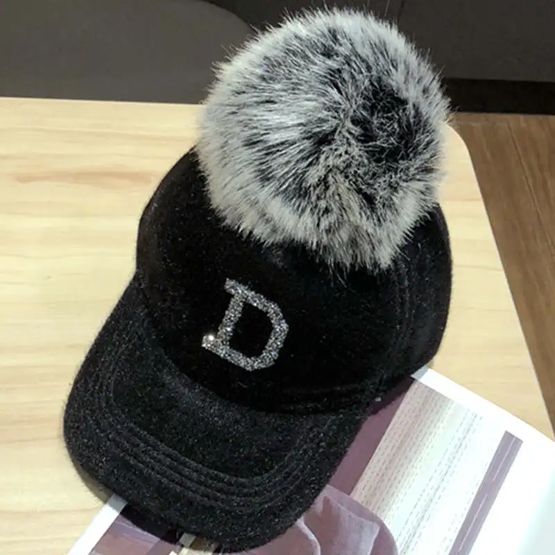 Зимняя бейсболка для мужчин женщин Винтаж snapback шляпа со стразами и помпоном
