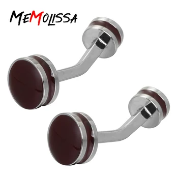 

MeMolissa 3 Pairs High Quality Cufflinks Silver with Dark Red Plated Fashion Classic Pattern Novelty Design Cuff links for Mens