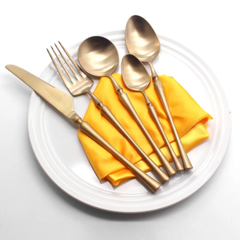 

Stainless Steel Rose Golden Cutlery Set Matt Dinnerware Tableware Dinner Knife Fork Western Foods Tools Kitchen Accessories
