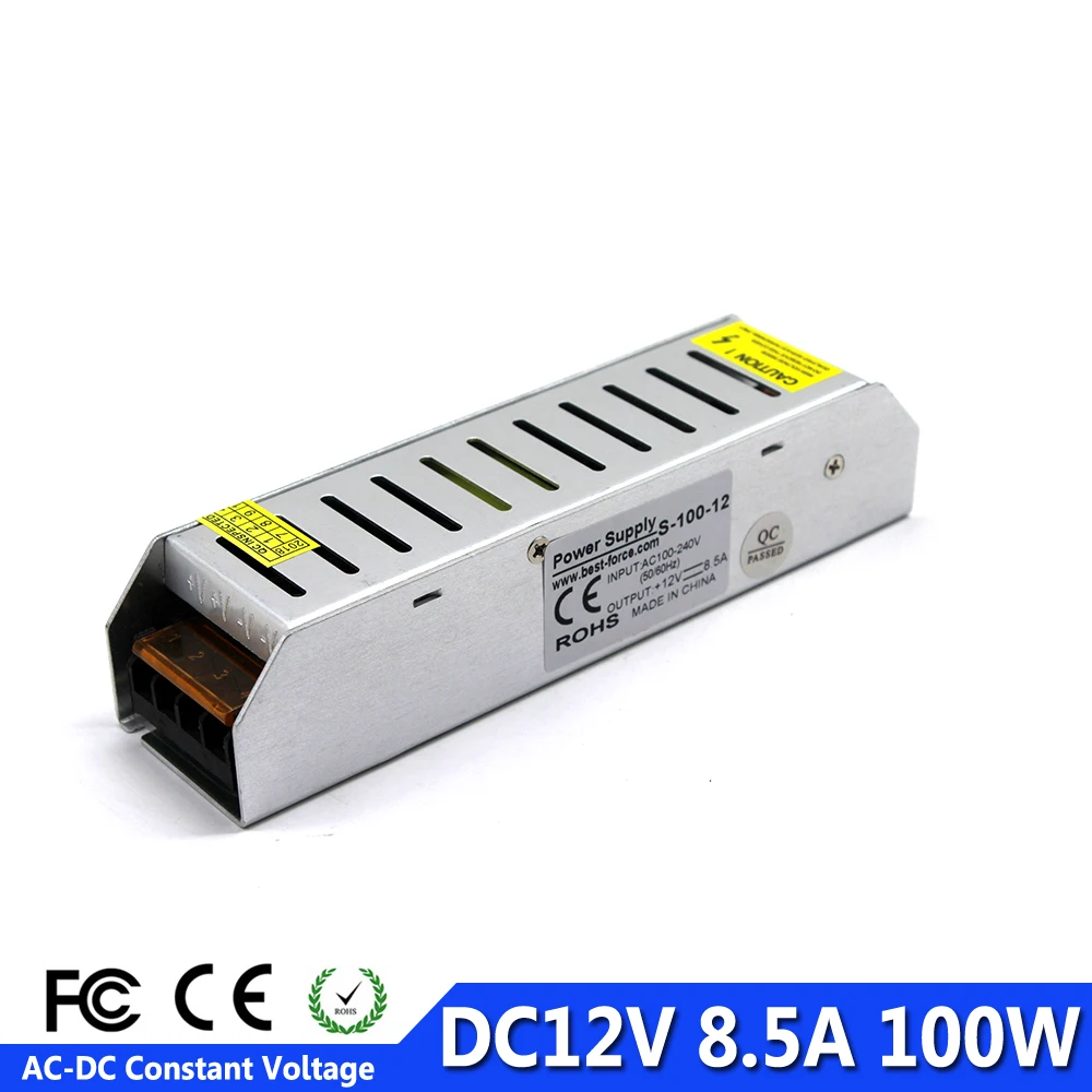 

DC 12V Switching Power Supply 8.5A 100W Led Driver Transformer 110V 220V AC To Dc SMPS For Led Strip Display Light Monitor CCTV