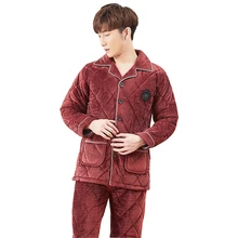 Зимнее пальто из плотного флиса кораллового цвета пижамный комплект для мужчин для сна топы и плавки Мужская фланель теплая одежда для сна Термальность Домашняя одежда L-XXXL