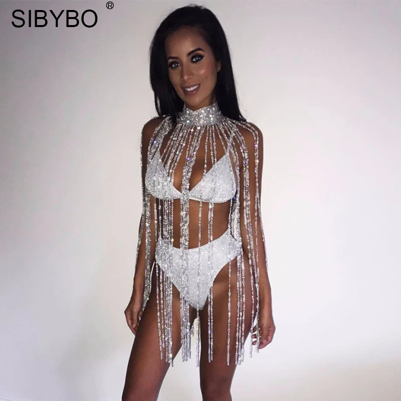 Женская накидка с кисточками Sibybo сексуальные длинные топы высоким воротником и