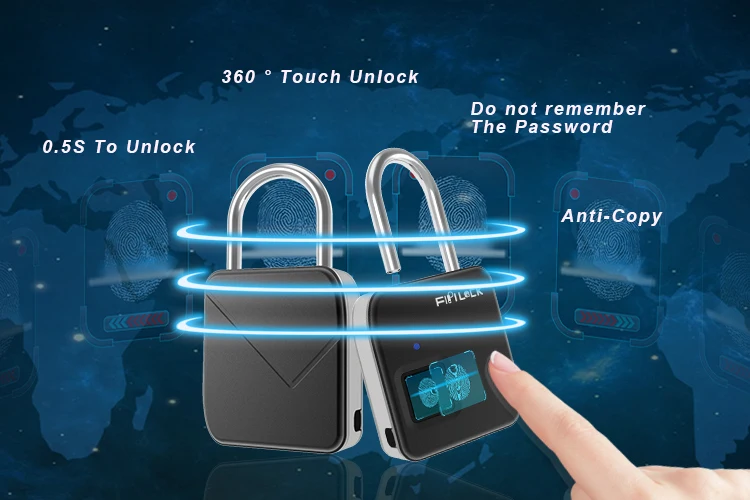 

Smart padlock,you finger is key.Small size and large memory capacity ,through fingerprint access,fingerprint smart lock padlock
