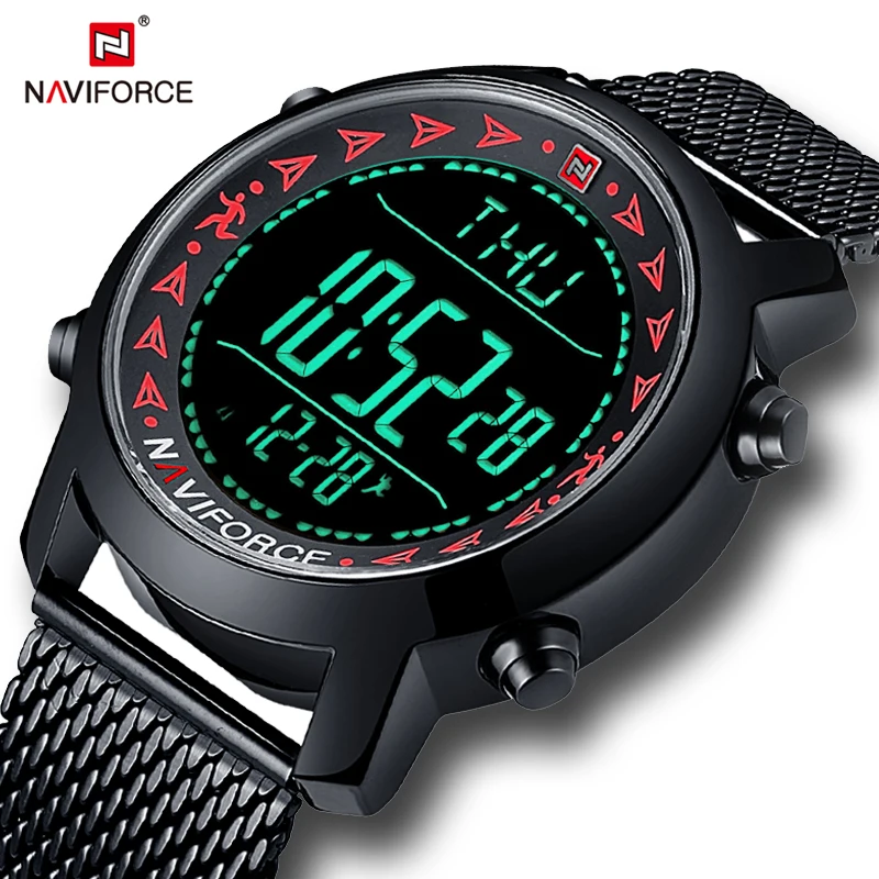 

NAVIFORCE Men watch Fashion Sports Pedometer Digital Watches Men's Dual time Waterproof Wristwatches Relogio masculino Hombre