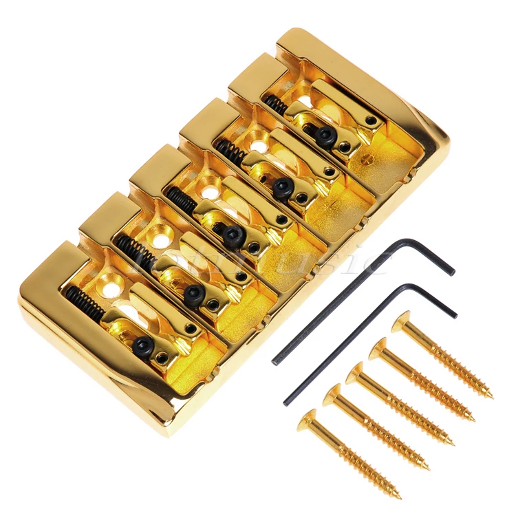 Fixo para 5 Kmise Baixo Elétrico Ponte Cordas Guitarra Peças Acessórios Ouro Preto Cromo - Image 3