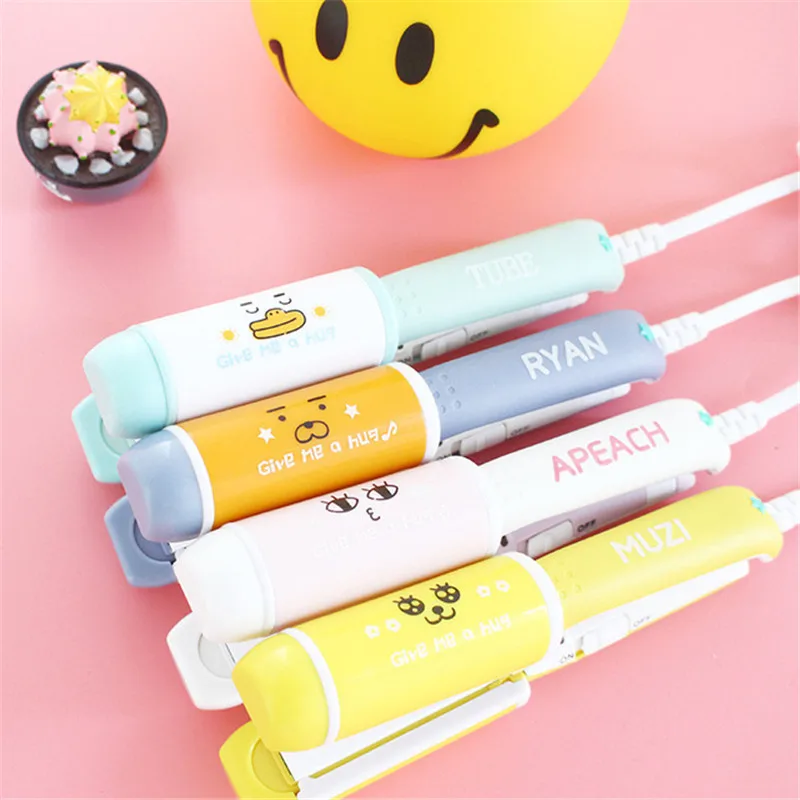 

Hair Styling Electric Hair Curler straightener Mini cartoon straight iron rollers electric cartoon curlers cartoon straightener