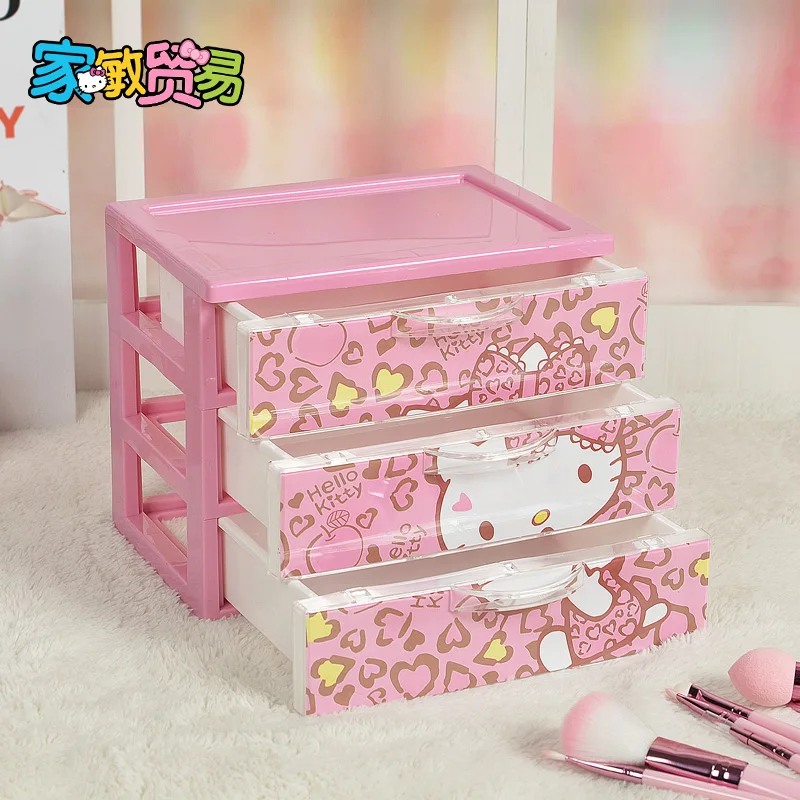 Рисунок «Hello Kitty» ресивер Три Слои ящик для хранения ювелирных изделий косметический