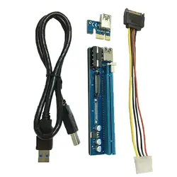 Для БТД Шахтер машина PCI-E Extender PCI Express Riser Card 1x к 16x USB 3,0 SATA к 4Pin IDE Molex мощность удлинитель