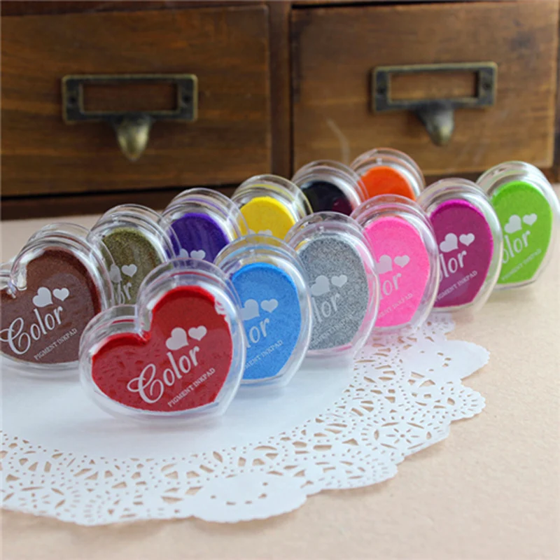 

South Korea Small Fresh Candy Color Inkpad Love Wedding Heart Inkpad Shaped Ink Heart Inkpad