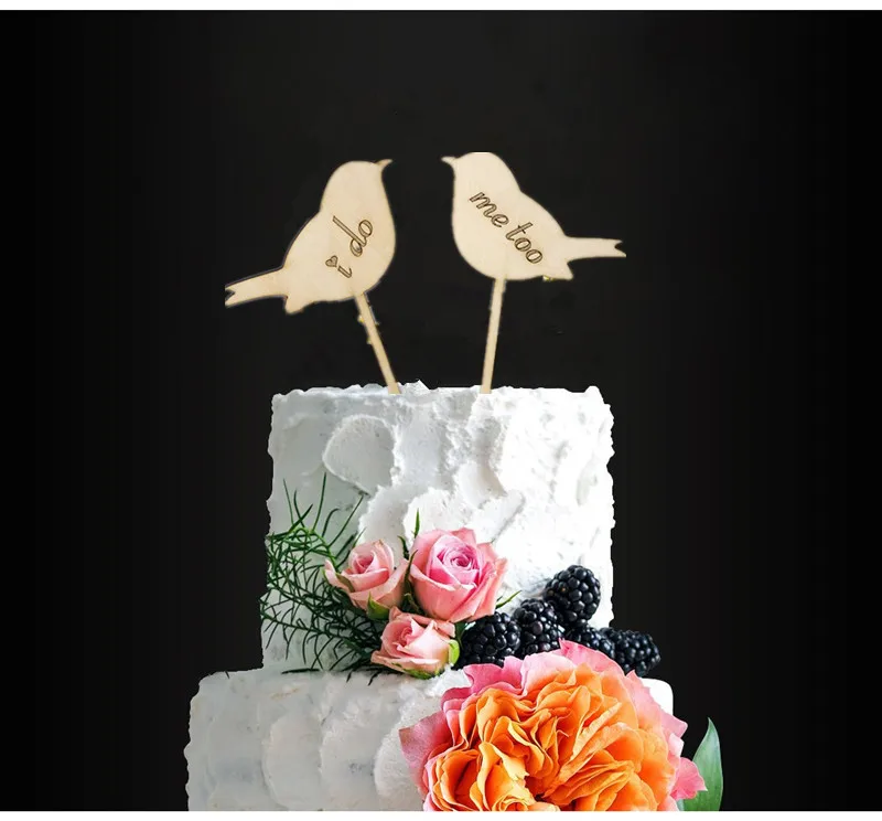Любовь в форме птиц дерево "мы делаем" "Я, я тоже" Свадебный торт Топпер обручение топперы для торта свадебный торт в стиле "рустик" украшения