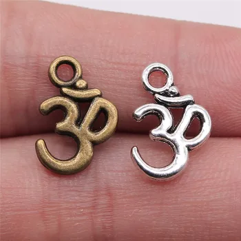 

WYSIWYG 20pcs Charms Yoga OM 15x10mm Tibetan Bronze Silver Color Pendants Antique Jewelry Making DIY Handmade Craft