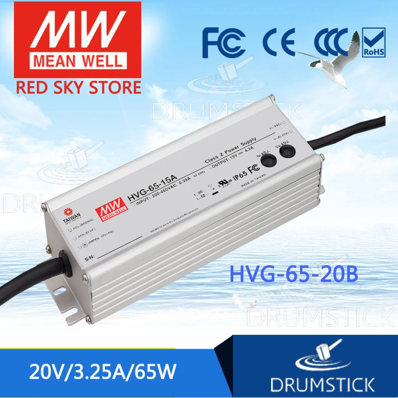 

MEAN WELL HVG-65-20B 20V 3.25A meanwell HVG-65 20V 65W Single Output LED Driver Power Supply B type