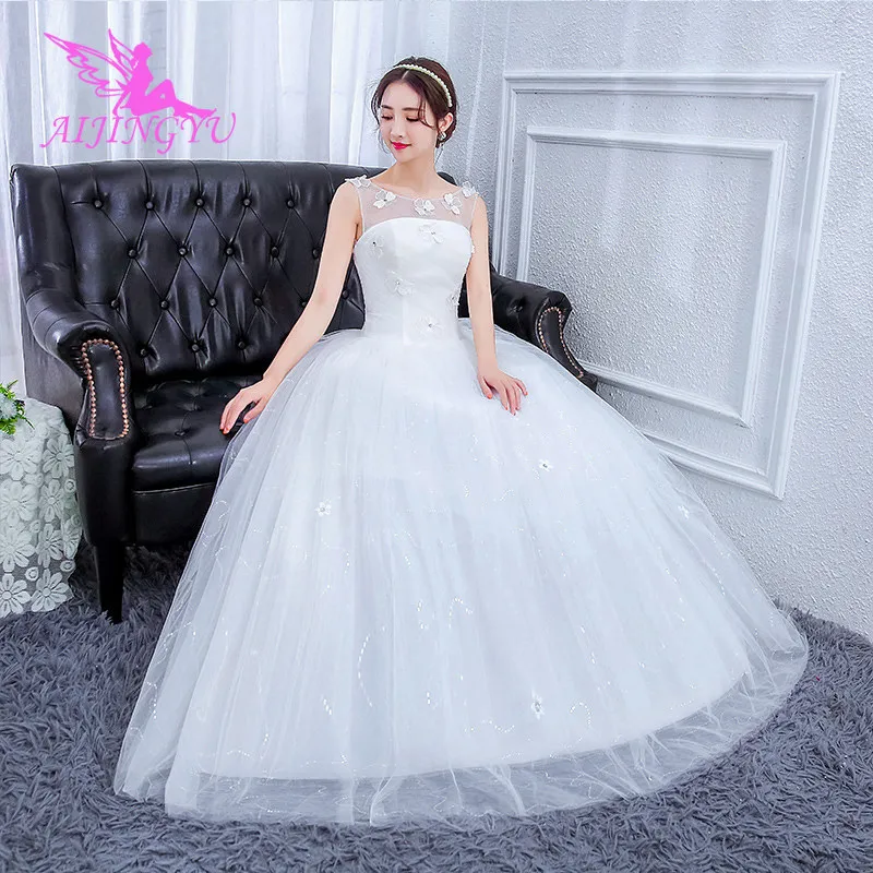 

AIJINGYU 2018 V-neck free shipping new hot selling cheap ball gown lace up back formal bride dresses wedding dress FU205