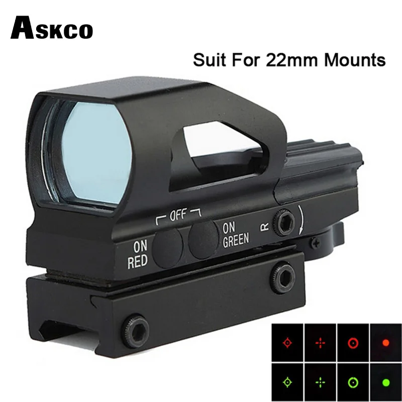 Askco охотничья оптика 1x33 мм 4 различных сетки Красный точка рефлекс Открытый прицел для пистолета страйкбол Вивер 20 мм страйкбол. Пистолет - Цвет: Black