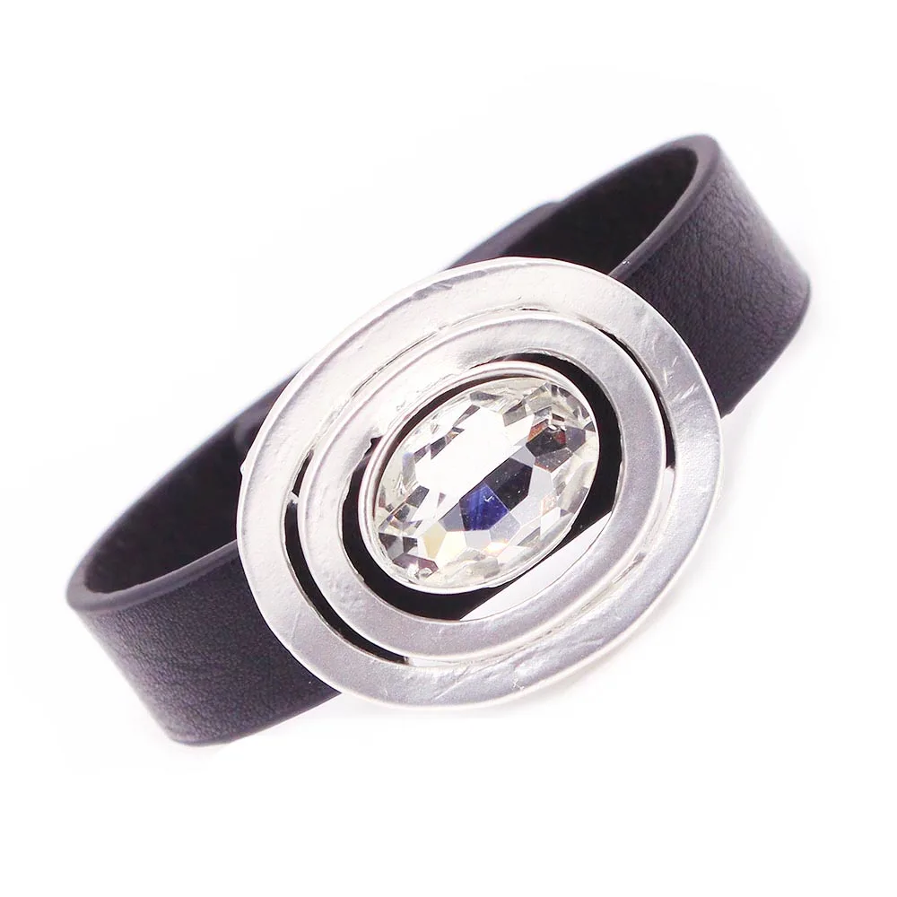 

D&D Charm Black Leather Magnet Buckle Bracelet Top Quality Plated Material For Women Elegant Design Jewelry Gifts