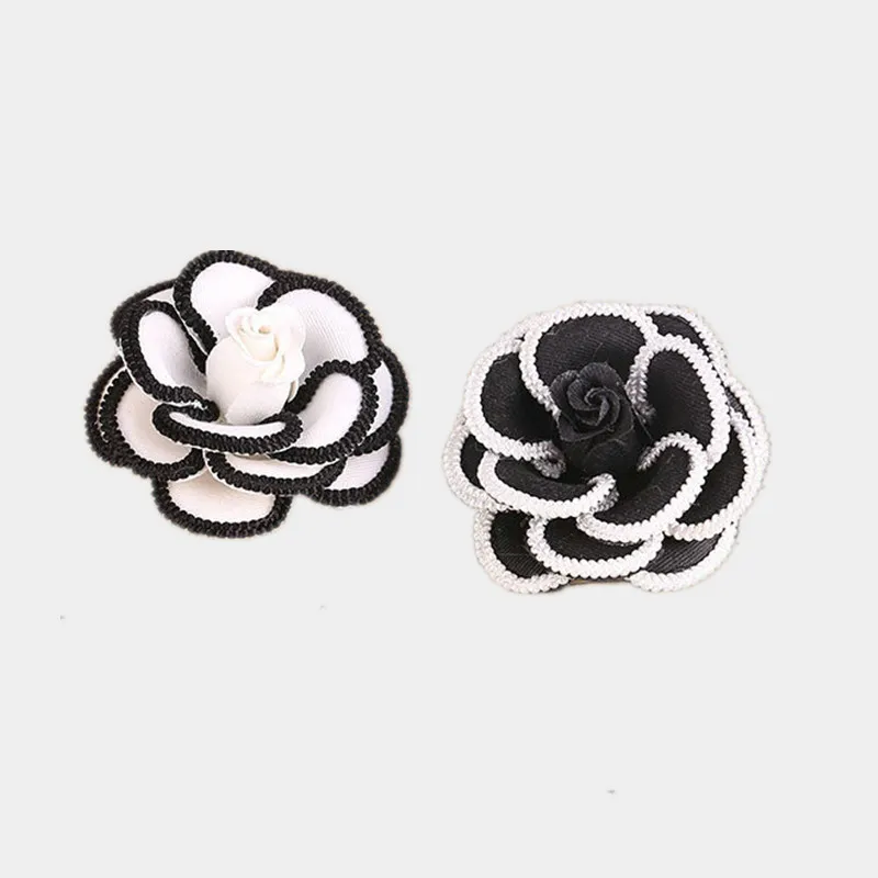 Fashion women Fabric Flower Brooches Black White Big Flower Brooches